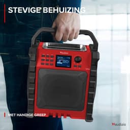 Bouwradio - Audizio Jobsite XL bouwradio met accu - Bluetooth, DAB+ en FM - IP54 waterdicht - 200W - Rood — thumbnail 5