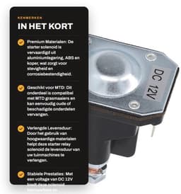 Startrelais Aluminium - Starter Solenoid - 12V - Geschikt voor MTD - Vervangt OEM 725 04439B - Duurzaam en betrouwbaar - Startsolenoïde — thumbnail 2