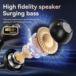 Open-ear clip-on koptelefoon Draadloze Bluetooth 5.4 sportoortjes Voorzien van draadloze LED touch waterdichte in-ear oordopjes Geschikt voor tablet, computer, Android/iOS telefoon (zwart) — thumbnail 5