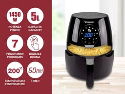 Airfryer Zonder Olie - Hetelucht Frituurpan - Gezond Koken - 7 Programma's Digitaal - 5 Liter Inhoud - Zwart — thumbnail 5