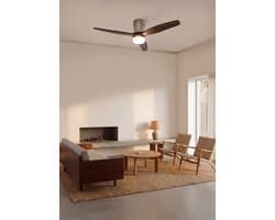 CREATE - Plafondventilator silent 100% hout 40W (Ø132cm) - Met licht LED - Afstandsbediening - 6 snelheden - Programmeerbaar - WIND CALM NATURAL WOOD