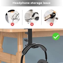 Headphone Holder - Headphone Stand - Gaming Headphone Hanger - Universele Aluminium Legering - Onder Bureau - Hangende Haak - Zwart — thumbnail 3
