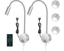 Bedlampjes Hoofdbord - Dubbele Leeslampjes - Bedlamp Slaapkamer Volwassenen - Nacht Licht