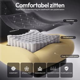 Dowinx Ergonomische Bureaustoel/Gamingstoel – Met Verwarming En Massagefunctie – Met Lendensteun – Breed Zitkussen – Met Armleuningen En Voetsteun – Stof – Zwart — thumbnail 4
