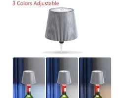 Draadloze wijnfleslamp, decoratieve LED-verlichting, oplaadbaar, aanraakgevoelig, 3 kleurtemperaturen beschikbaar, geschikt voor slaapkamers, eetkamers, bars - USB oplaadbare wijnfles tafellamp, dimbaar nachtlampje (zilver).