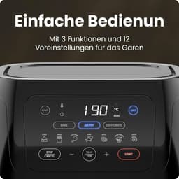 Multifunctionele Airfryer - Heteluchtoven Dehydrator - Gezond Koken - XL Familieformaat - 10 Liter - Zwart — thumbnail 5