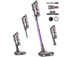 NADALY Draadloze stofzuiger, 600 W, 50 kPA, 70 minuten, draadloos, oplaadbaar, anti-klitten, licht, zelfbediening, voor huisdieren, tapijten, harde vloeren