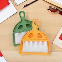 Handbezem en Stoffer Set - Mini Stoffer Blik - Bureau Schoonmaken - Compact Opbergen - 20 x 16 cm — thumbnail 3