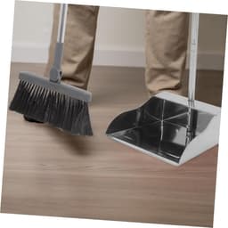 Vuilblik met steel - Stoffer en blik - Staand schoonmaken - Roestvrij staal - Grote capaciteit - Zilver — thumbnail 2