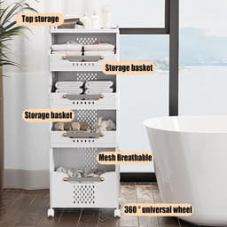 Wasmand Sorteerder - Kleding Opslag - Huishoudelijk Organiseren - Vier Vakken - 41.5 x 29.7 cm - Wit Grijs — thumbnail 4
