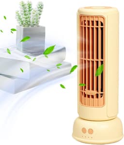 Toren Ventilator - Draagbare Ventilator - Persoonlijke Verkoeling - 3 Snelheden - 26 cm Hoog - Geel — thumbnail 1