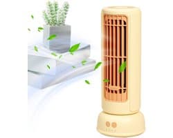 Toren Ventilator - Draagbare Ventilator - Persoonlijke Verkoeling - 3 Snelheden - 26 cm Hoog - Geel