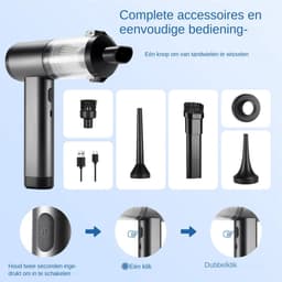 Draadloze Auto Stofzuiger – 16000Pa Zuigkracht – 100W Borstelloze Motor – 6000mAh Oplaadbaar – 4-in-1 Blaas- en Zuigfunctie – Voor Auto, Huis en Kantoor — thumbnail 3