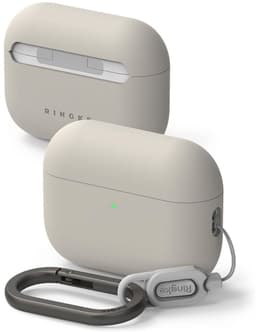 Ringke Silicone Hoesje Geschikt voor Apple AirPods Pro 3 - Siliconen Cover - Karabijnhaak - Case Beige — thumbnail 1