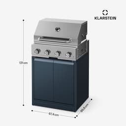 Klarstein Gasbarbecue WaldChef 30 mbar – 4 branders BBQ grill 12.800 W, rvs, gietijzeren grillrooster, thermometer, piëzo ontsteking - Gasgrill Buitenkeuken — thumbnail 4