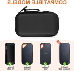 Draagbare harde schijf hoes voor 2.5 inch HDD/SSD, beschermende opslag tas voor 500GB, 1TB en 2TB schijven - Zwart — thumbnail 4