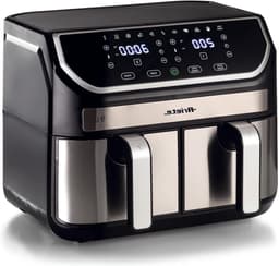 Heteluchtfriteuse Dubbele Mand - Airfryer XL - Gezond Koken - 11 Programma's - 9 Liter - Bruin — thumbnail 1