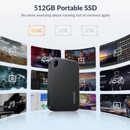Externe SSD - Draagbare Opslag - Snelle Data Transfer - USB 3.2 Gen 2x2 - 512GB - Zwart — thumbnail 3