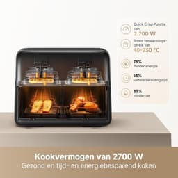 Heteluchtfriteuse - Airfryer Oven - Twee Gerechten Tegelijk - Dubbele Zone Koken - 9 Liter Capaciteit - Zwart — thumbnail 5