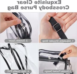 Duidelijke Crossbody Tas voor Evenementen, Geschikt voor Stadion, Verstelbare Schouderriem, Ideaal voor Concerten en Sportactiviteiten — thumbnail 3