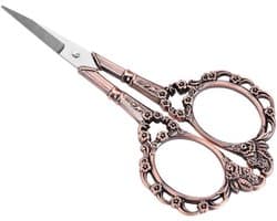 Vintage Bloemenpatroon Borduur Schaar - Klassieke Stalen Snijschaar voor Naaien en Creatieve Projecten - Rood Brons