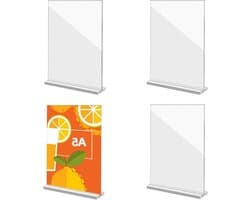 Acryl Plaque Houder A5 - 4 Stuks Tafelstandaard voor Menu's, Documenten en Advertenties in Restaurants en Kantoren