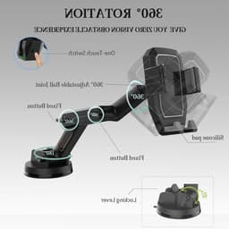 Robuuste telefoonhouder voor vrachtwagens met 16,9 inch lange arm, 360 graden draaibaar en sterke zuignap voor dashboard en voorruit — thumbnail 5