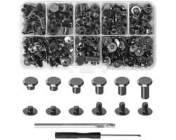 Binding Screws voor Boeken en Ambacht, 110 Sets M5 x 4/5/6/8/10/12mm, Ideaal voor Leer, Riemen en Tassen