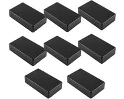 Waterdichte aansluitdoos voor elektronische projecten, kunststof behuizing, 100 x 60 x 25 mm, set van 8, zwart, ideaal voor DIY en stroomverbindingen