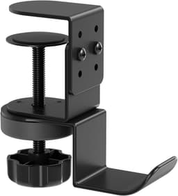 Hoofdtelefoon Haak - Hanger Houder - Bureau Organisatie - 360 Graden Draaibaar - Max 6.8cm Klem - Zwart — thumbnail 5