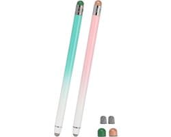 2 Pcs Touch Screen Pens - 2-in-1 Universele Capacitive Pen met Hoge Gevoeligheid - Voor Telefoons, Tablets, Laptops, Touch Screen Apparaten - Roze/Groen