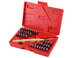 Letters en Cijfers Set van 38 Stuks, Stalen Stempels van 3mm met Automatische Slagmechanisme