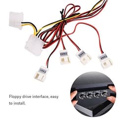 PC Fan Speed Controller, 4 Kanaals Koellichaam Controller voor Computer met Blauwe LED — thumbnail 3
