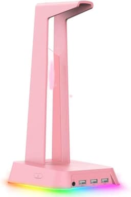 Hoofdtelefoonstandaard - Headset houder - Bureau organiseren - Met RGB verlichting - 10 x 10 x 10 mm - Roze — thumbnail 1