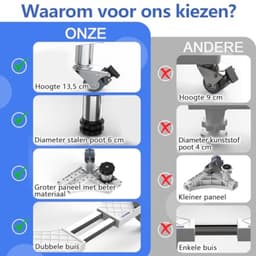 Verstelbaar onderstel voor wasmachine, droger en koelkast – roestvrijstalen platform met 4 poten en 4 wielen, 54,5-67 cm instelbaar, 500 kg draagvermogen — thumbnail 4