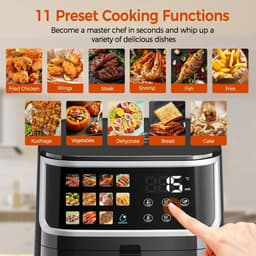 Innovastore Airfryer - Heteluchtfriteuse - Luchtfriteuse - Koken - Digitaal scherm - Led-touchscreen - Kijkvenster - 8L - Zwart — thumbnail 6