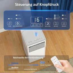 4-in-1 Mobiele Airco - Draagbare Airconditioner - 4-in-1 Koelen, Ontvochtiger, Ventilator & Slaapstand - 7000 BTU - voor 20-30 m² - met Afstandsbediening & Timer - 55 dB - Wit — thumbnail 11