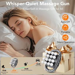 YYV Massagepistool met 16 opzetstukken, 3 modi en 30 instelbare snelheden, diepweefselmassager, 35 dB stille handmassager, mini massagepistool voor nek, voeten, rug, benen voor spierontspanning — thumbnail 5