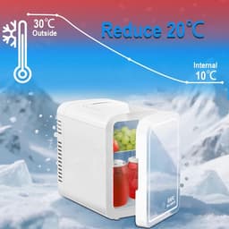 DIMICO - Mini Koelkast met Spiegel en Verlichting - Skincare Fridge Elektrisch - 6L - Wit - Make Up en Beauty - Compact Design — thumbnail 4