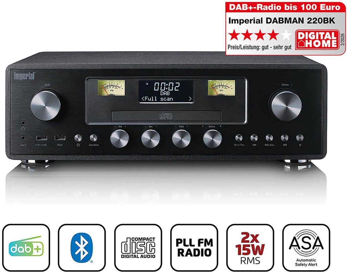 Imperial DABMAN - DAB+ / FM Radio - met CD Speler - USB - Bluetooth - Zwart — afbeelding 1