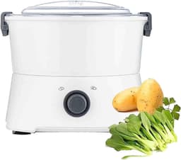Elektrische Aardappelschiller - Automatische Groenteschiller - Snel Groenten Schillen - 6 Roestvrijstalen Messen - 1 kg Capaciteit - Wit — thumbnail 1