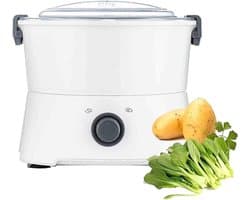 Elektrische Aardappelschiller - Automatische Groenteschiller - Snel Groenten Schillen - 6 Roestvrijstalen Messen - 1 kg Capaciteit - Wit