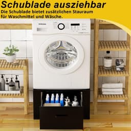 Wasmachine Onderstel - Verhoger Droger - Hygiënisch Werken - Met Opbergruimte - 62.5 x 54.5 x 32.5 cm - Zwart — thumbnail 5