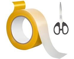 Dubbelzijdige geweven tape 5 cm x 20 m met schaar, sterke hechting, duurzaam, eenvoudig te verwijderen zonder resten, ideaal voor tapijt en knutselen