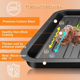 Airfryer Grillplaat - Crisper Plaat - Gezond Koken - Vaatwasmachinebestendig - 35 x 30 cm - Zwart — thumbnail 3