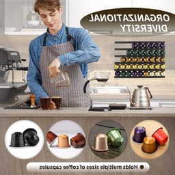 Koffiecapsulehouder voor 10 capsules, DIY wandmontage, opbergoplossing voor koffie, ruimtebesparend en praktisch — thumbnail 2
