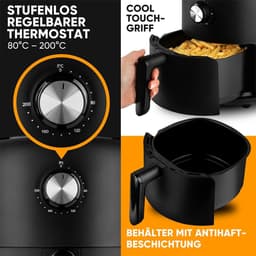 Hete Lucht Frituur - Airfryer Keuken - Gezond Bakken - 360° Air-Flow - 2.5 Liter - Zwart — thumbnail 2