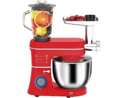Keukenmixer Met Kom - Elektrische Mixer - Bakken En Koken - 5-in-1 Multifunctioneel - 10 Liter Kom - Rood