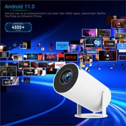 KAD® Mini Beamer - Smart Mini Beamer met WiFi & Bluetooth - Mobiele Thuisbioscoop inclusief Apps - Wit - 17cm x 10cm x 17cm — thumbnail 5