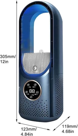 Mini airco – Blauw – airco met water - Mini Airco 4 in 1 – Koelen, Blazen, Lucht Bevochtigen-Lamellenventilator met 6 Snelheden & Timer - USB Multifunctionele Bediening - LED Display - Blauw - 1 Stuk — thumbnail 2